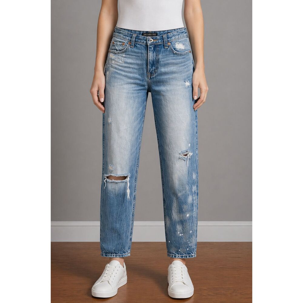 Abercrombie & Fitch Signature Collection High Rise Girlfriend Jeans Blue 25